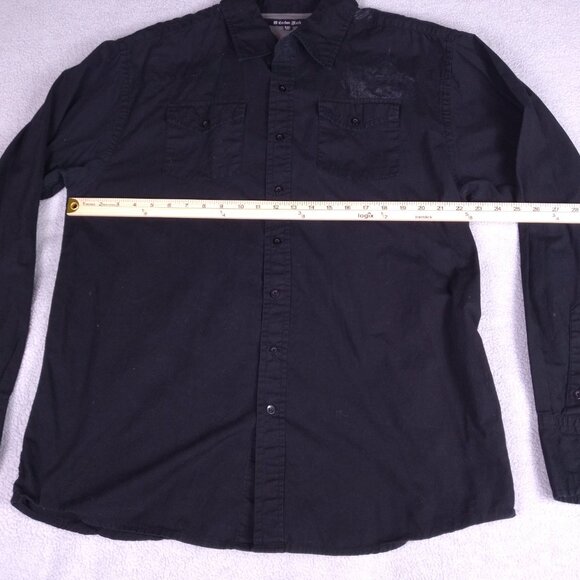 Carbon Black Men’s Button-Up Shirt XXL Black Crest Design 2000s Streetwear Y2K - Picture 13 of 15